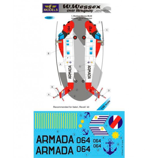 1/48 Westland Wessex over Uruguay 1 Decal Option for Italeri, Revell kit