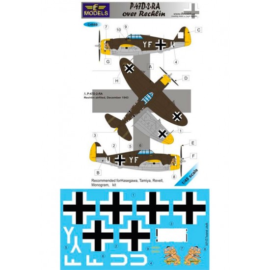 1/48 Republic P-47D-2-RA Thunderbolt over Rechlin Decal for Hasegawa/Tamiya/Revell