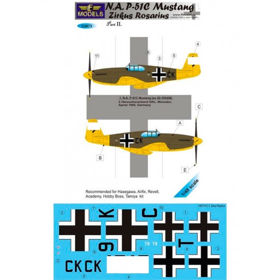 1/48 P-51C Mustang Zirkus Rosarius II. pt.II Decal for Hasegawa/Tamiya/Airfix/Revell