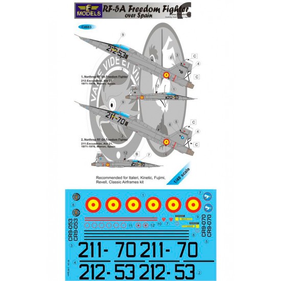 1/48 RF-5A Freedom Fighter over Spain Decal for Italeri/Kinetic/Fujimi/Revell