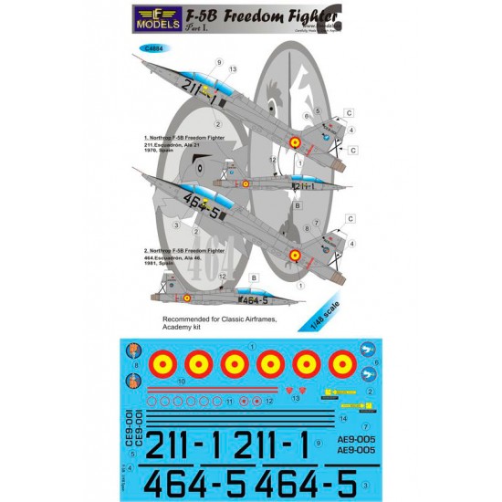 1/48 F-5A Freedom Fighter over Spain pt.II. Decal for Classic Airframes/Academy