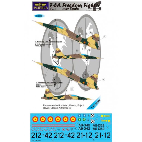 1/48 F-5B Freedom Fighter over Spain pt.II. Decal for Italeri/Kinetic/Fujimi/Revell