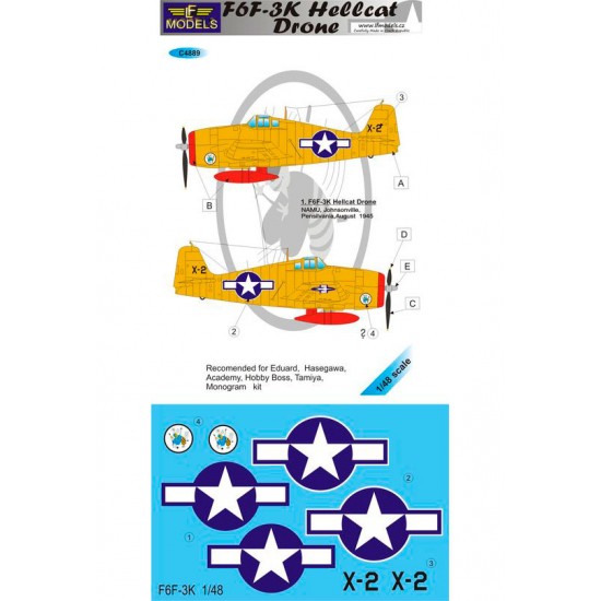 1/48 F6F-3K Hellcat Drone Decal for Eduard/Hasegawa/Tamiya/Academy/Hobby Boss/Monogram