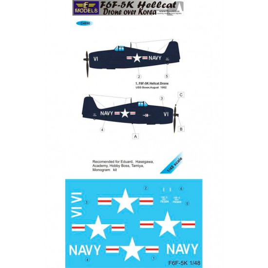 1/48 F6F-5K Hellcat Drone over Korea Decal for Eduard/Hasegawa/Tamiya/Academy/Hobby Boss