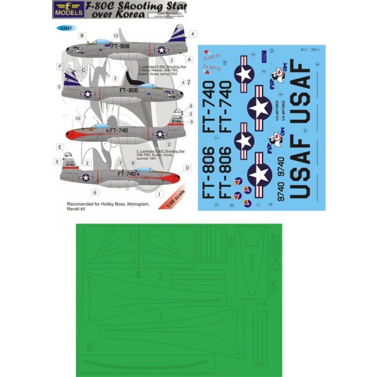 1/48 F-80C Shooting Star over Korea Decal for Academy, Monogram, Revell kit