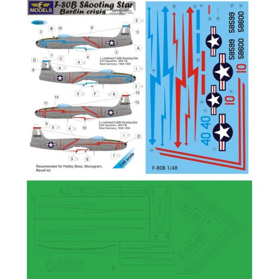 1/48 F-80B Shooting Star Berlin Crisis Decal for Academy, Monogram, Revell kit