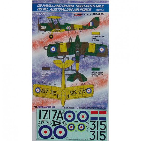 1/48 De Havilland DH.82A Tig.Moth Mk.II RAAF II Decal for Smer, Marit kit