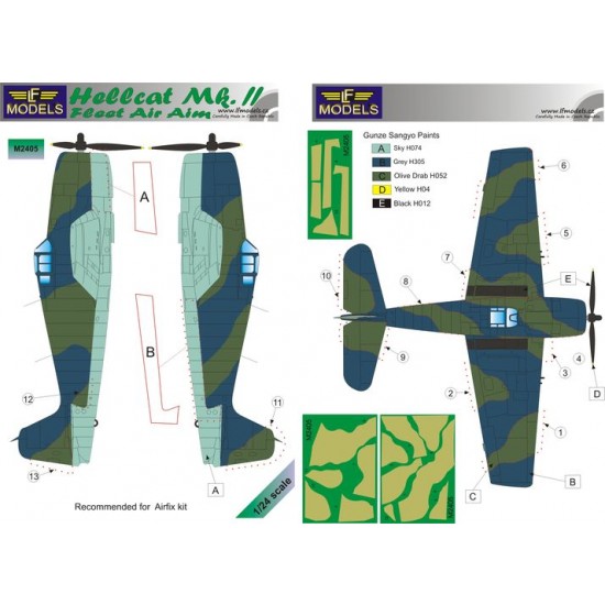 1/24 Hellcat Mk.I/Mk.II FAA Camouflage Painting Mask for Airfix kit