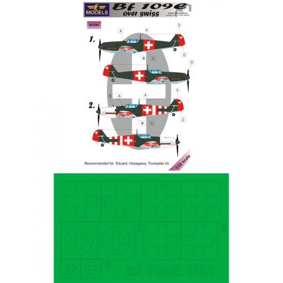 1/32 Bf 109E over Swiss Mask (2 marking options) for Eduard/Hasegawa/Trumpeter