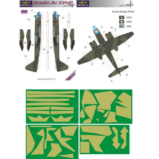 1/32 Arado Ar 234C Camouflage Painting Masks for FLY kit