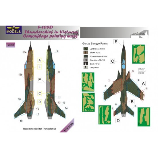 1/32 Republic F-105D Thunderchief Camouflage Painting Mask for Trumpeter kit