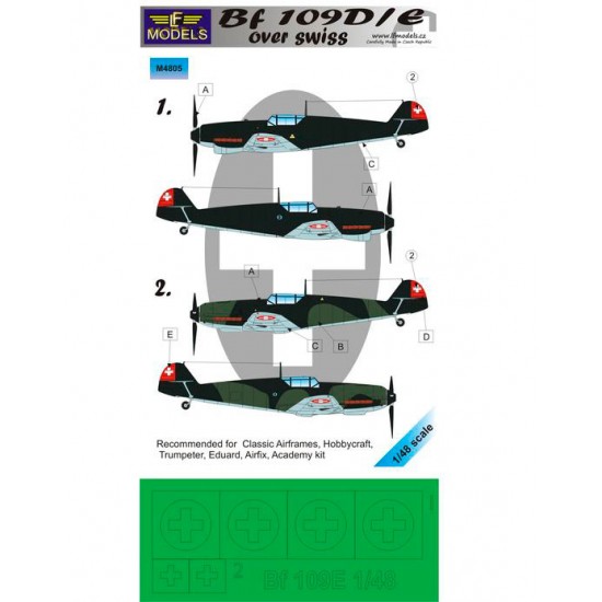 1/48 Bf 109D/E over Swiss Mask for Trumpeter/Eduard/Airfix/Academy/Wingsys