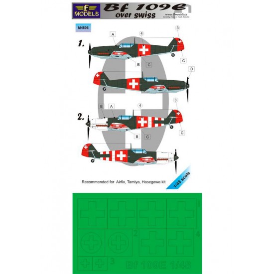 1/48 Bf 109E over Swiss Mask (2 marking ops) for Airfix/Tamiya/Hasegawa/Eduard/Wingsys