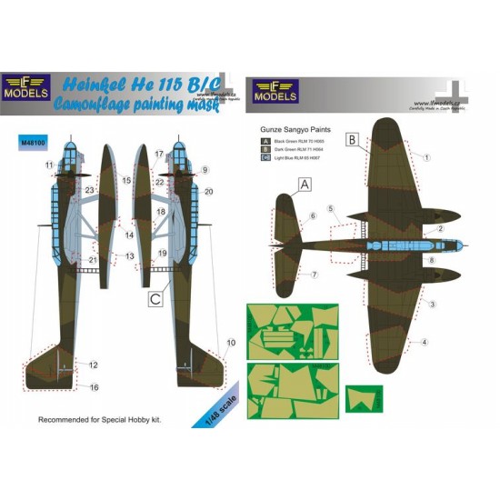 1/48 Heinkel He 115 B/C Camouflage Painting Mask for Special Hobby kit