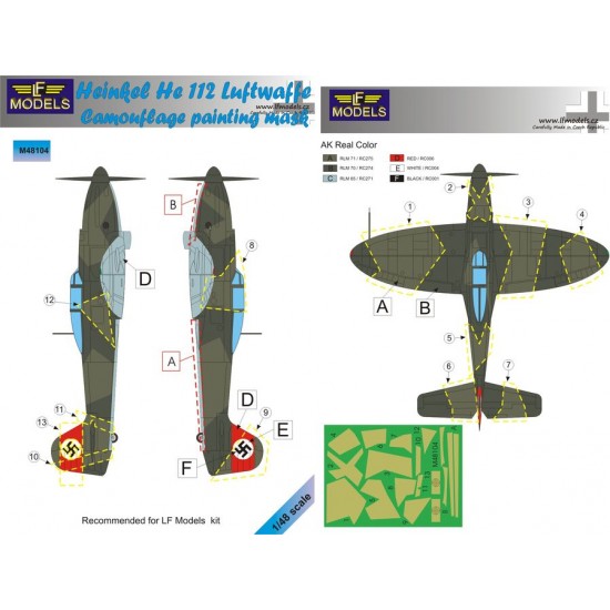 1/48 Heinkel He 112 Luftwaffe Camouflage painting mask for LF Models kit.