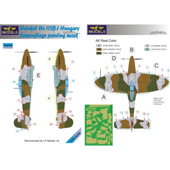 1/48 Heinkel He 112 over Hungary Camouflage painting mask for LF Models kit.