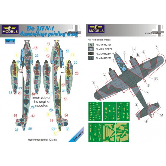 1/48 Do 217N-1 Camouflage Painting Mask for ICM kit.