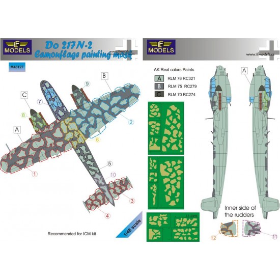 1/48 Do 217N-2 Camouflage Painting Mask for ICM kit.