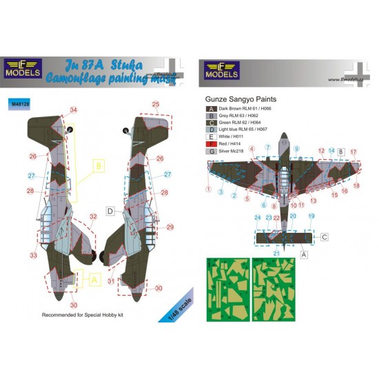 1/48 Ju 87A Stuka Camouflage Painting Mask for Special Hobby kit.