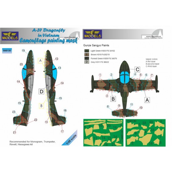 1/48 A-37 Dragonfly in Vietnam Camo Mask for Monogram/Trumpeter/Revell/Hasegawa