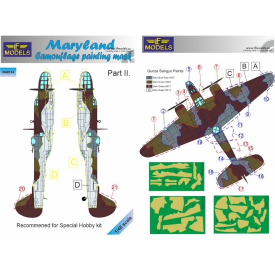 1/48 Maryland Camouflage Painting Mask Part II. for Special Hobby kit.