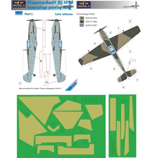 1/48 Bf 109E Late scheme part I. Camo Mask for Eduard/Tamiya/Hasegawa/Airfix