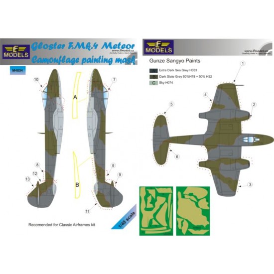 1/48 Gloster Meteror F.Mk.4 Camouflage Painting Mask for Classic Airframes kit