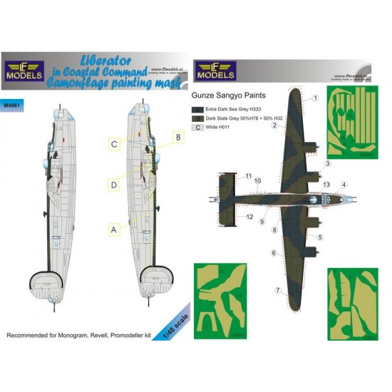 1/48 Consolidated Liberator Coastal Command Camo Mask for Revell/Promodeller