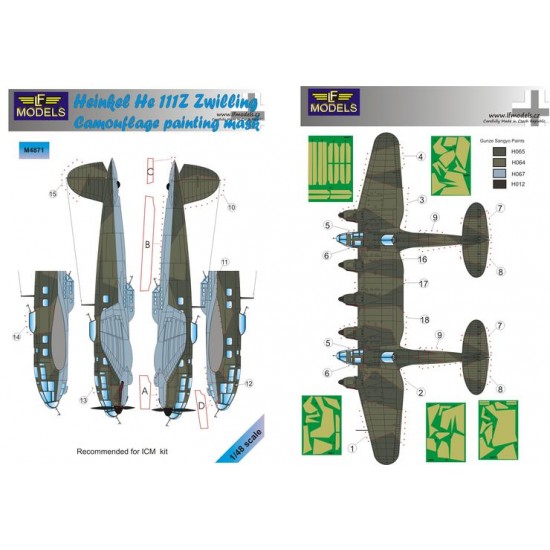 1/48 Heinkel He 111Z Zwilling Camouflage Painting Mask for ICM kit