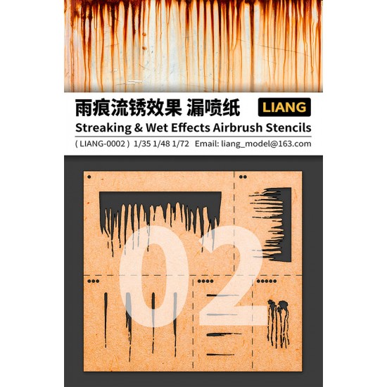 Streaking and Wet Effects Airbrush Stencils for 1/35 1/48 1/72 Scale kits