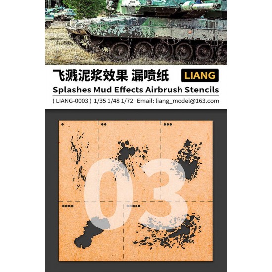 Splashes Mud Effects Airbrush Stencils for 1/35 1/48 1/72 Scale kits