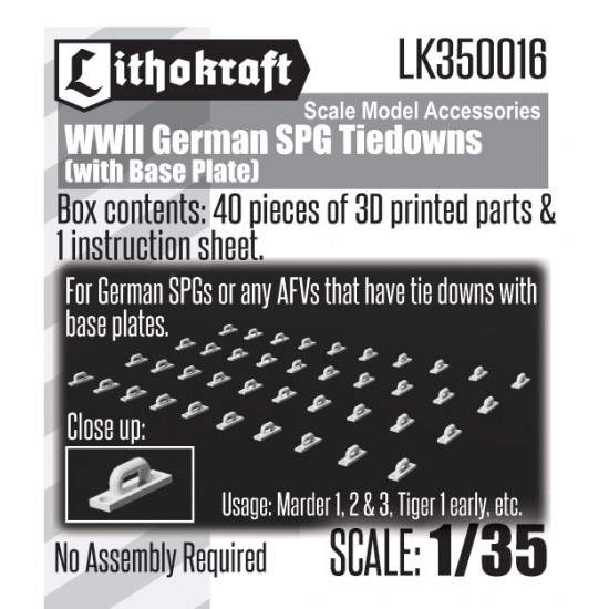 1/35 WWII German SPG Tiedowns (With Base Plate) for Marder 1, 2, 3, Tiger 1