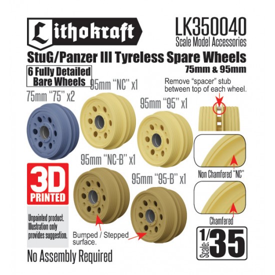 1/35 StuG/Panzer III Tyreless Spare Wheels 75mm & 95mm