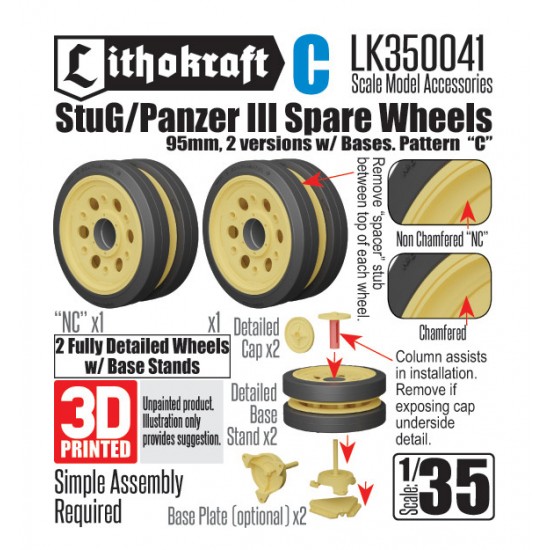 1/35 StuG/Pz III Spare Wheels 95mm w/Bases PATTERN C