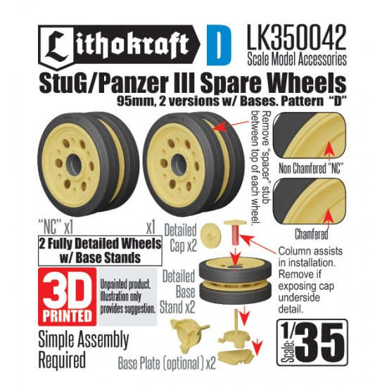 1/35 StuG/Pz III Spare Wheels 95mm w/Bases PATTERN D