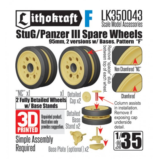 1/35 StuG/Pz III Spare Wheels 95mm w/Bases PATTERN F