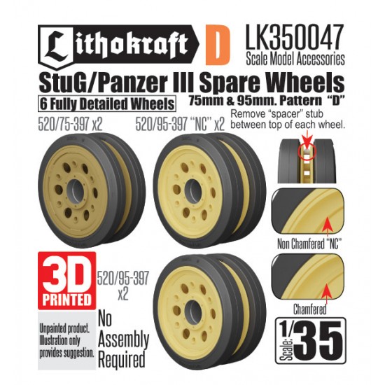 1/35 StuG/Pz III Spare Wheels 75mm & 95mm PATTERN D