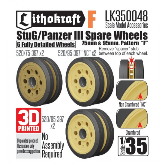 1/35 StuG/Pz III Spare Wheels 75mm & 95mm PATTERN F