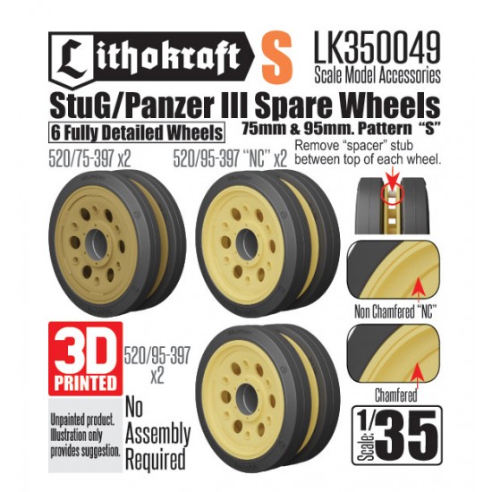 1/35 StuG/Pz III Spare Wheels 75mm & 95mm PATTERN S