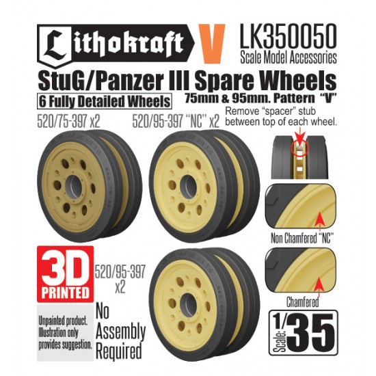 1/35 StuG/Pz III Spare Wheels 75mm & 95mm PATTERN V