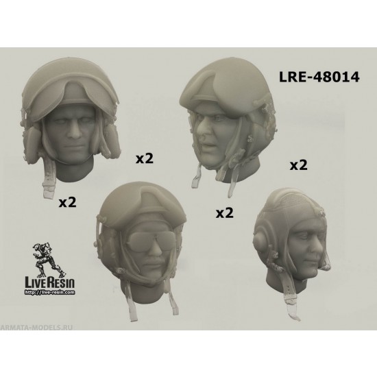 1/48 Helicopter Pilot Heads - Opened Visor