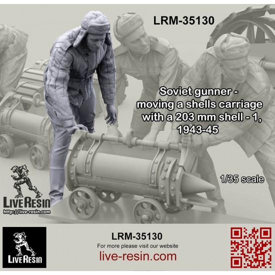 1/35 Soviet Gunner - Moving A Shells Carriage with 203mm Shell #1, 1943-45