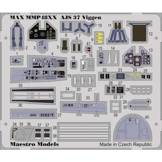 1/48 Saab AJ/AJS 37 Viggen Cockpit Set for Special Hobby/Tarangus kit (1 PE Sheet)