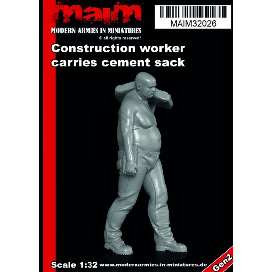 1/32 Construction Worker (fat Tony) with Cement Bag