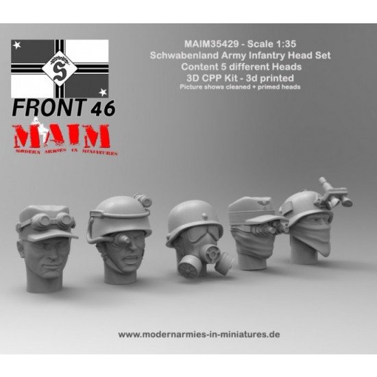 1/35 Schwabenland Army Infantry Head Set - Front 46 (5pcs)