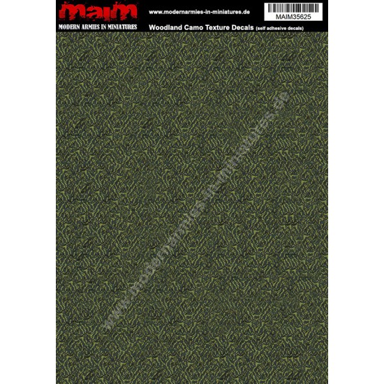 1/35 - 1/24 Woodland Camo Texture Decals (self adhesive, 24cm x 17cm)