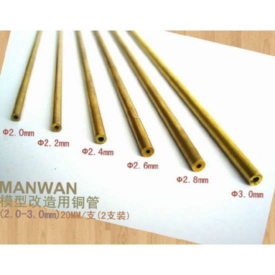 Brass Pipe (Diameter: 2.0mm, Length: 20cm, 2pcs)