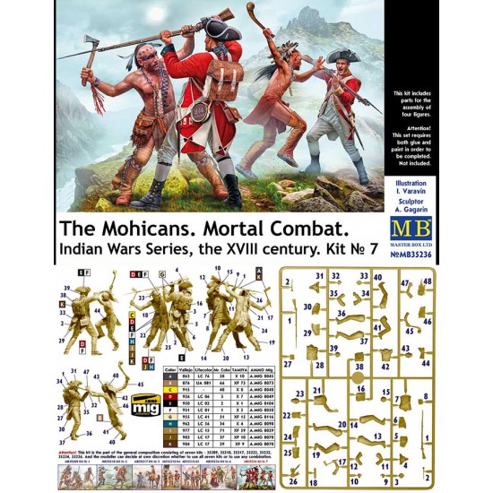 1/35 Indian Wars The Mohicans Mortal Combat, the XVIII century Kit No.7 (4 figures)