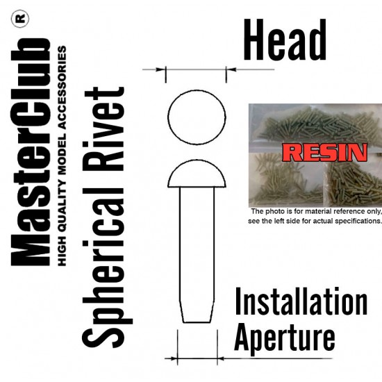 Spherical Rivet #Head Dia.: 0.4mm, Installation Aperture Dia.: 0.3mm (200pcs)