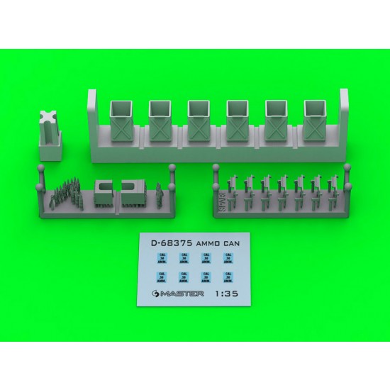 1/35 Early Small (50 round) Opened Ammunition Cans (D68375) for Browning M2HB MG (6pcs)